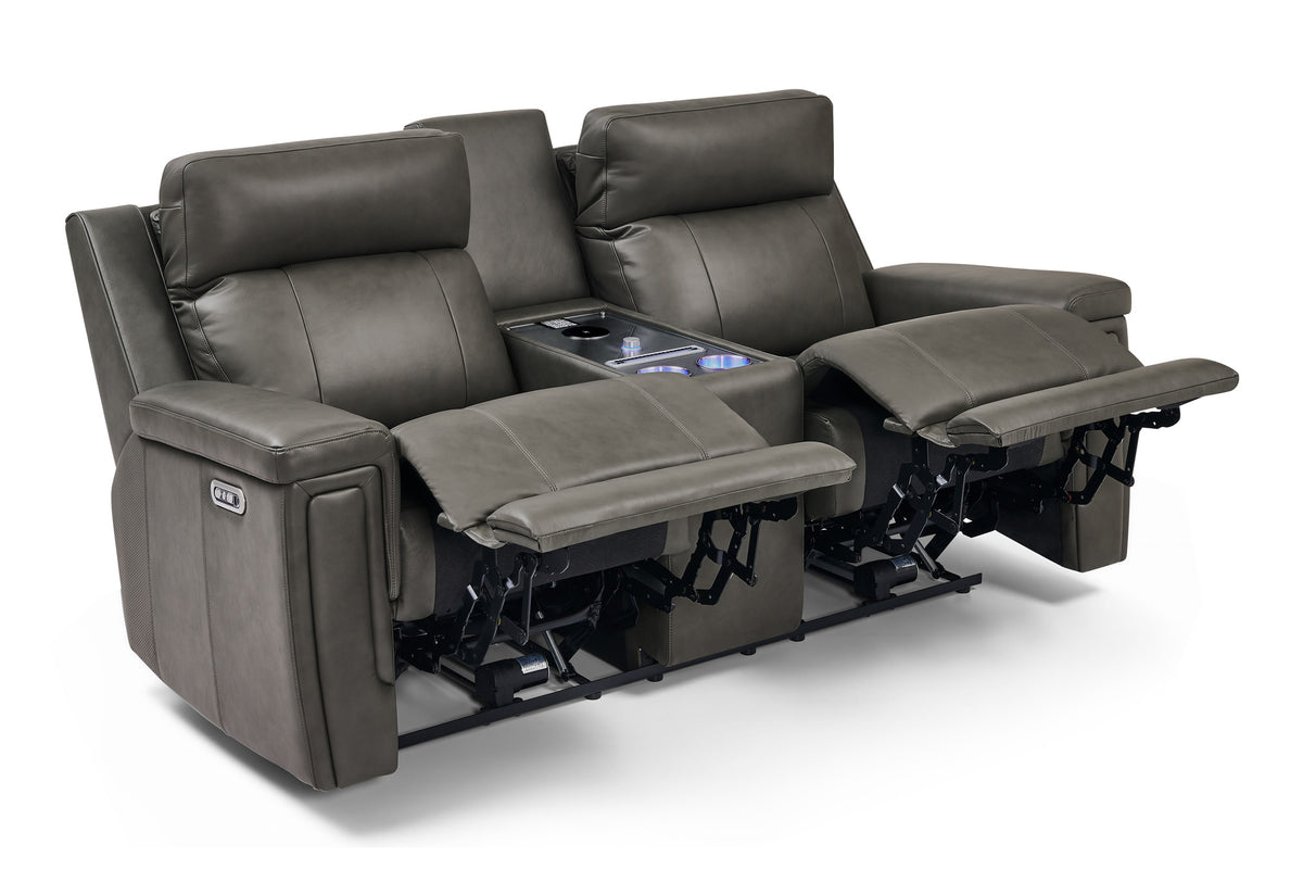 Sonora Leather Dual Recliner Sofa with Console