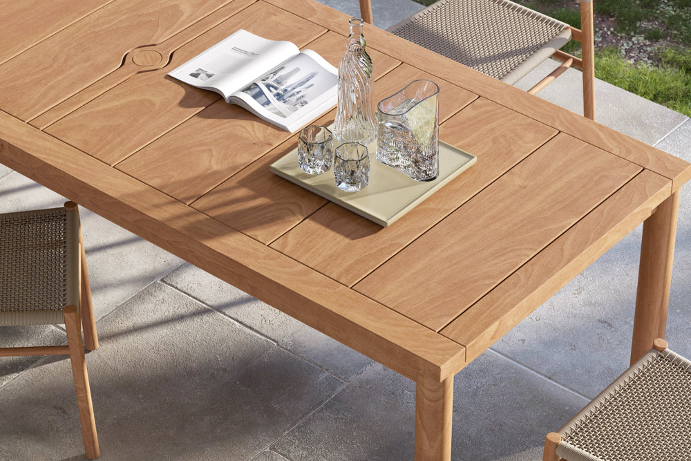 Valencia Sunniva Teak 108" Outdoor Dining Table, Oak Left side diagram