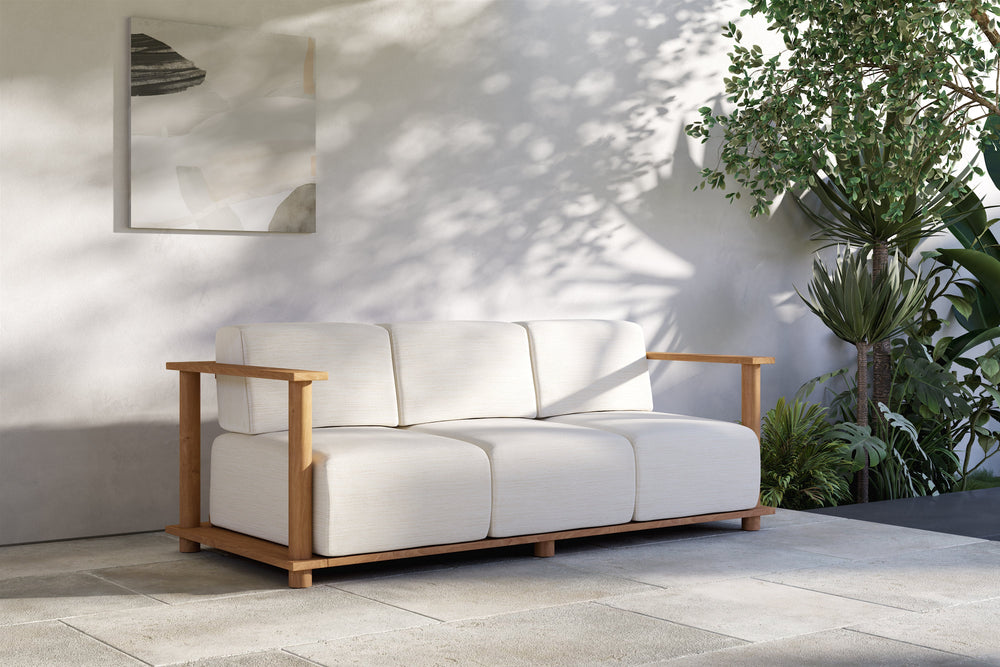 Valencia Sunniva Teak 84" Outdoor Sofa, Beige Size diagram