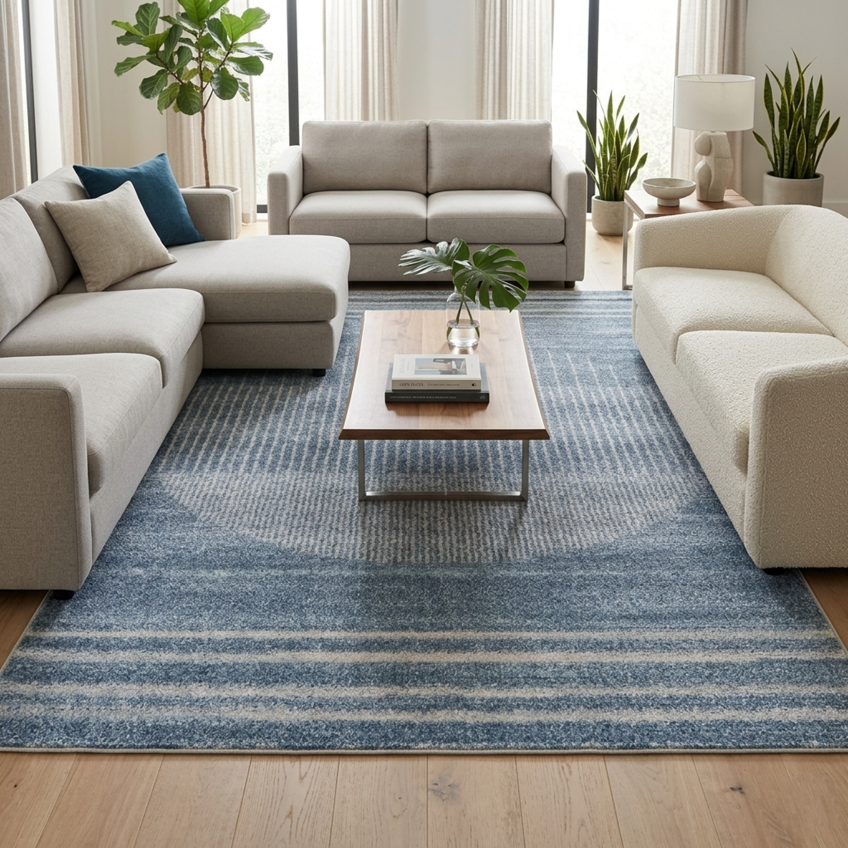 Thad Blue Washable Area Rug - Clearance