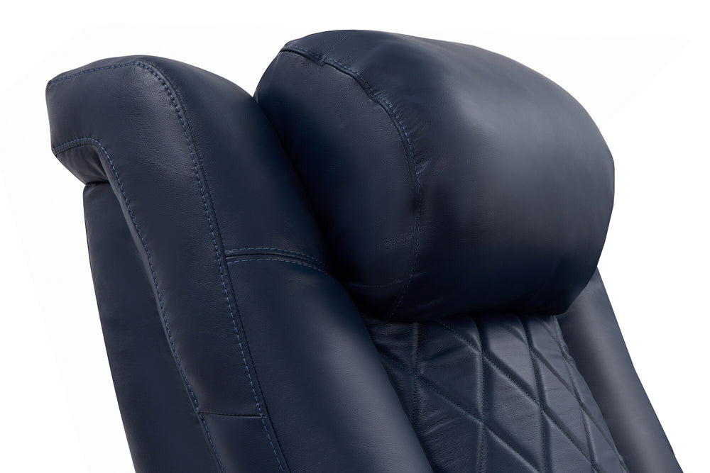 Valencia 2025 New Tuscany Leather Home Theater Seating Row of 3 Loveseat Left, Navy Blue