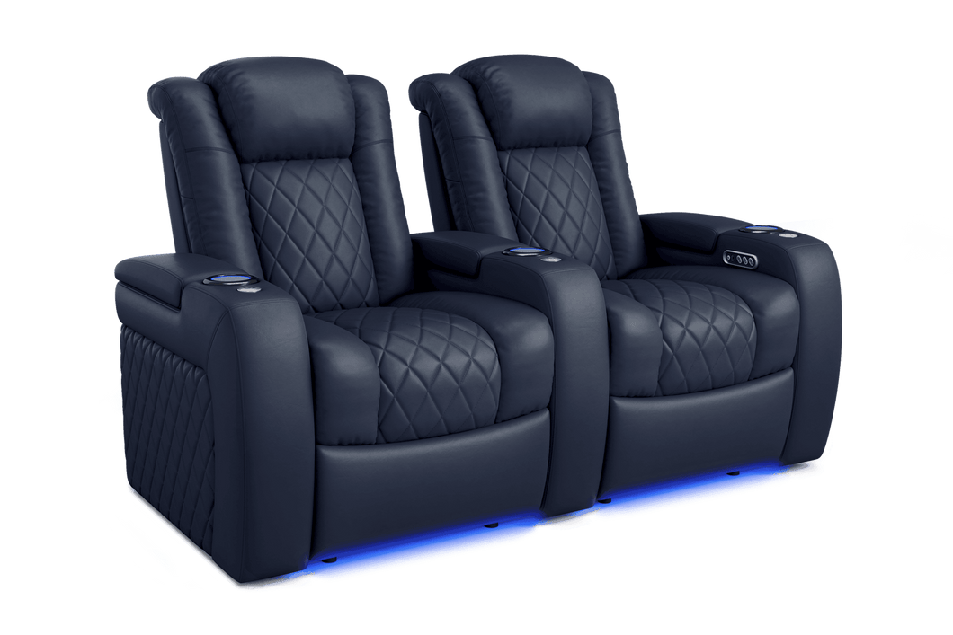 Valencia 2025 New Tuscany Leather Home Theater Seating Row of 2, Navy Blue