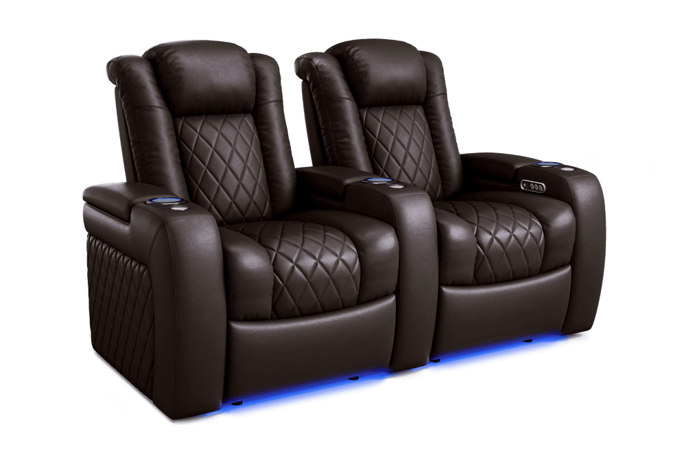 Valencia 2025 New Tuscany Leather Home Theater Seating Row of 2, Dark Chocolate
