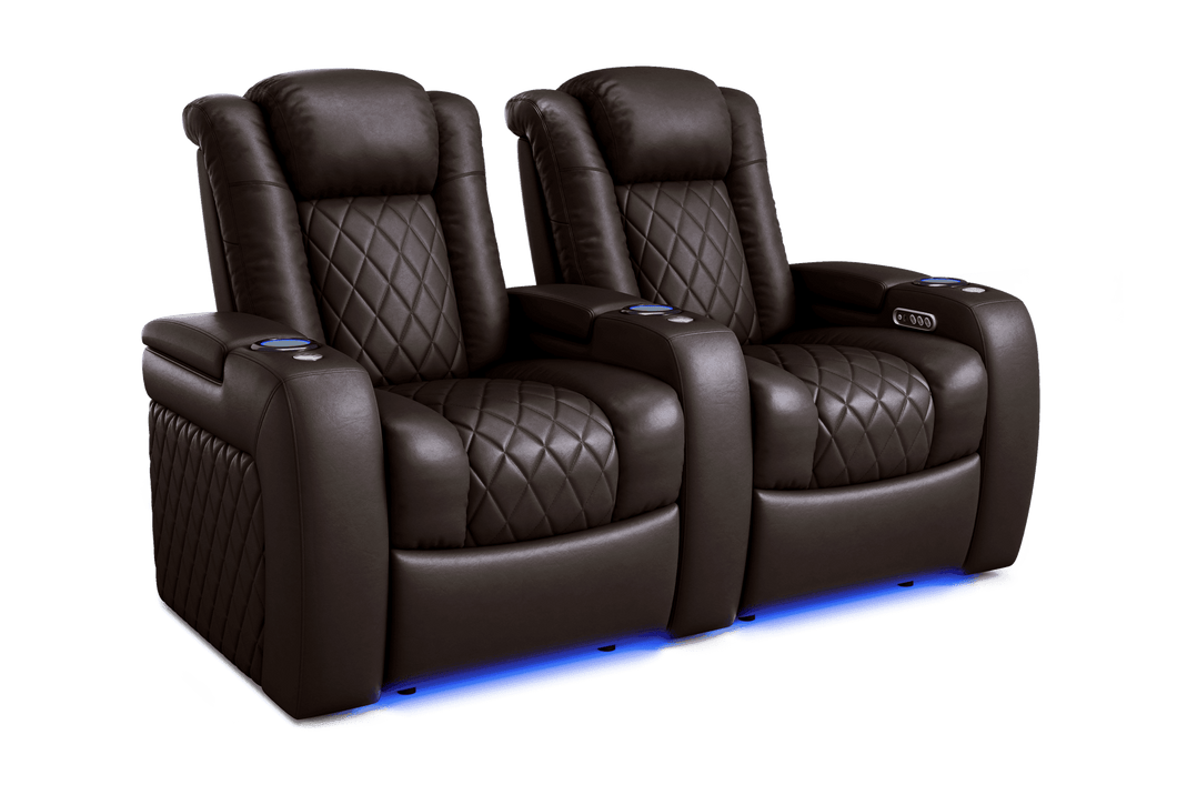 Valencia 2025 New Tuscany Leather Home Theater Seating Row of 2, Dark Chocolate