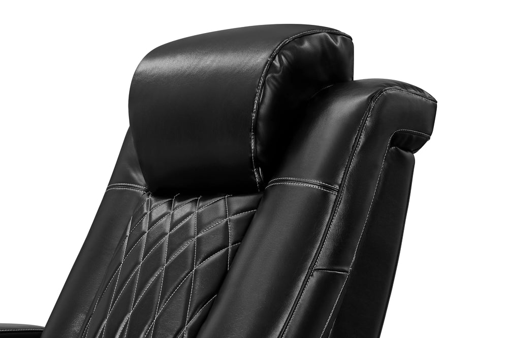 Valencia Tuscany Executive Heat & Massage Leather Home Theater Seating Row of 5, Midnight Black