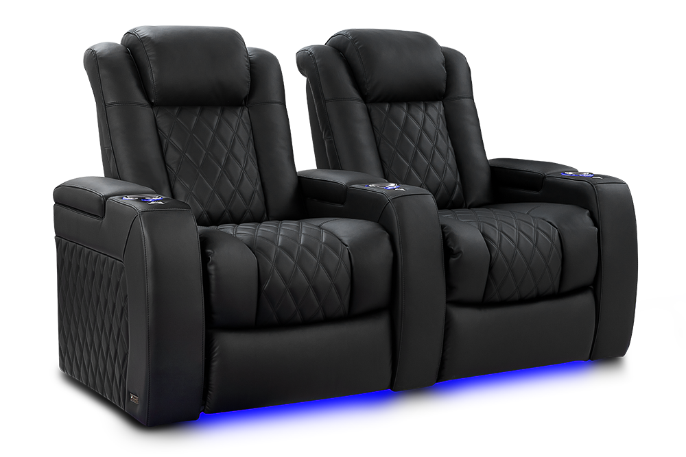 Valencia Tuscany Luxury Leather Home Theater Seating Row of 2, Onyx