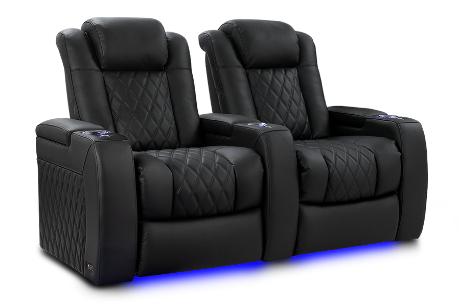 Valencia Tuscany Luxury Leather Home Theater Seating Row of 2, Onyx