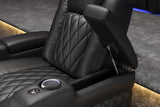 Valencia Tuscany Slim Leather Home Theater Seating Row of 3, Midnight Black
