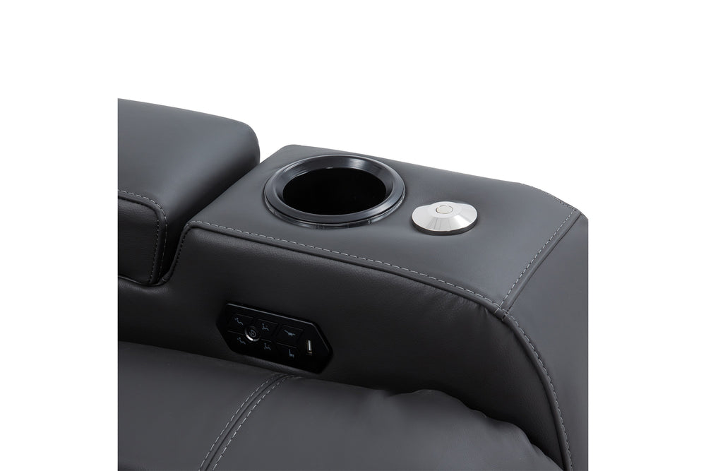 Valencia Tuscany Leather Home Theater Seating Single, Charcoal Grey