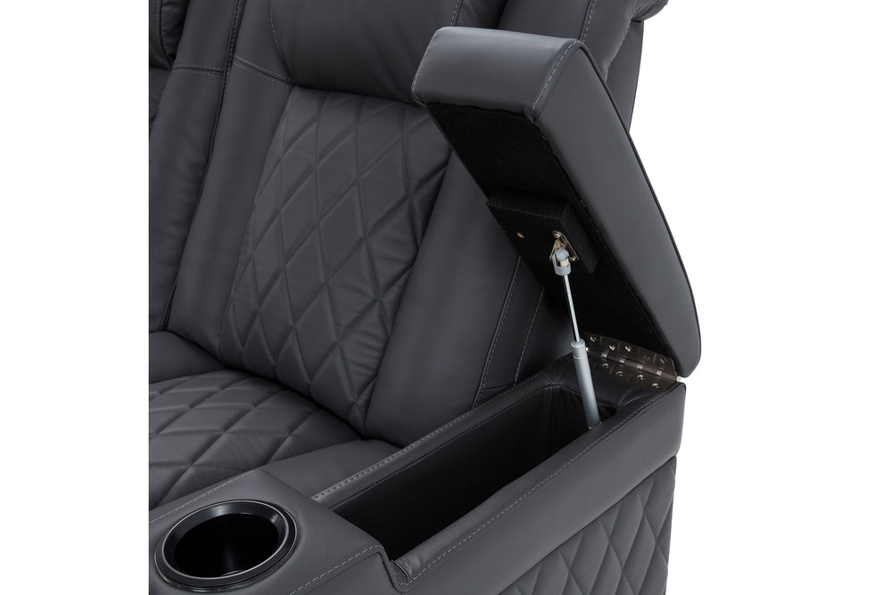 Valencia Tuscany Leather Home Theater Seating Single, Charcoal Grey