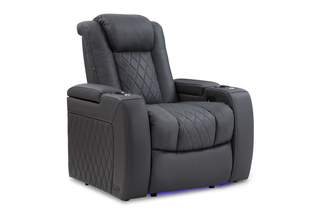 Valencia Tuscany Leather Home Theater Seating Single, Charcoal Grey