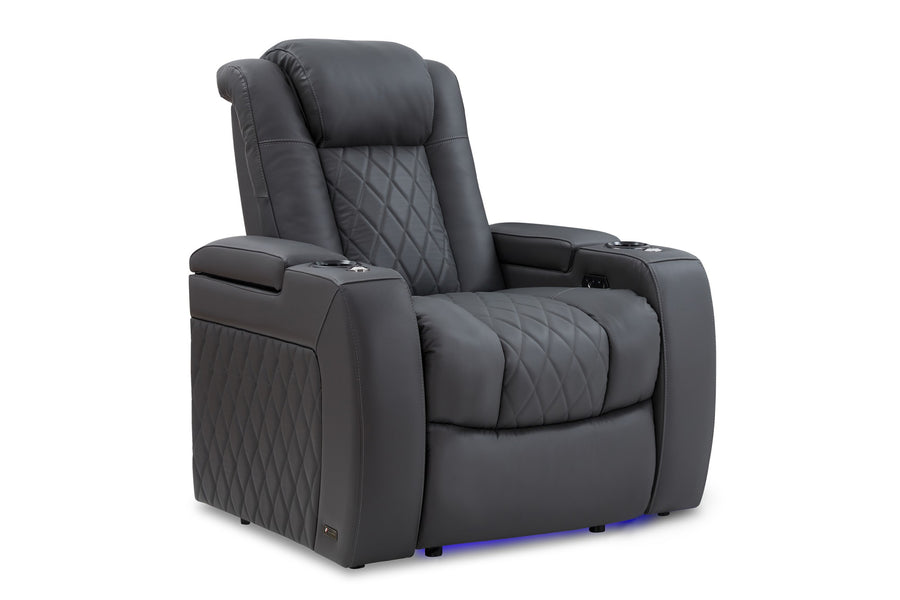 Valencia Tuscany Leather Home Theater Seating Single, Charcoal Grey