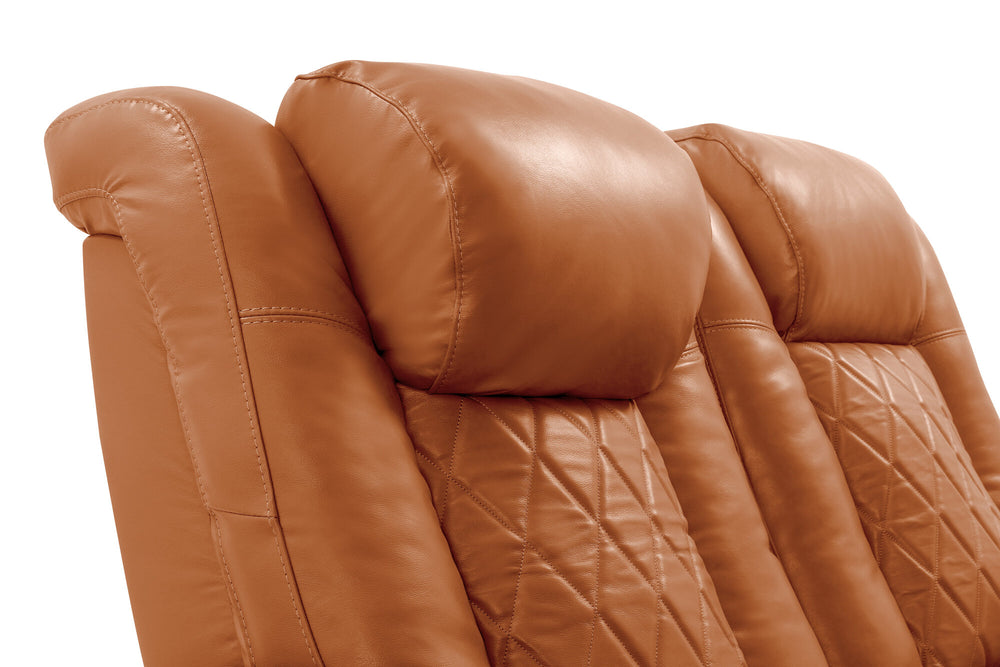 Valencia 2025 New Tuscany Leather Home Theater Seating Row of 4 Loveseat Left, Cognac