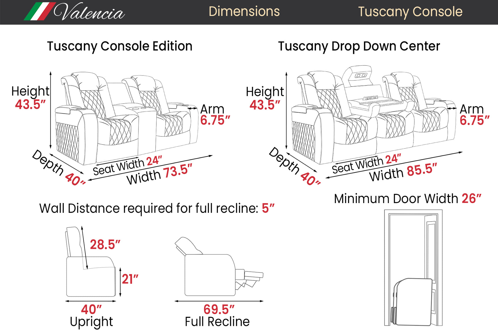 Tuscany Console Heat & Massage 2025