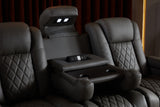 Valencia Tuscany Luxury Console Leather Home Theater Seating Row of 3 Dropdown Center, Graphite