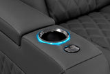 Valencia Tuscany Luxury Console Leather Home Theater Seating Row of 3 Dropdown Center, Graphite