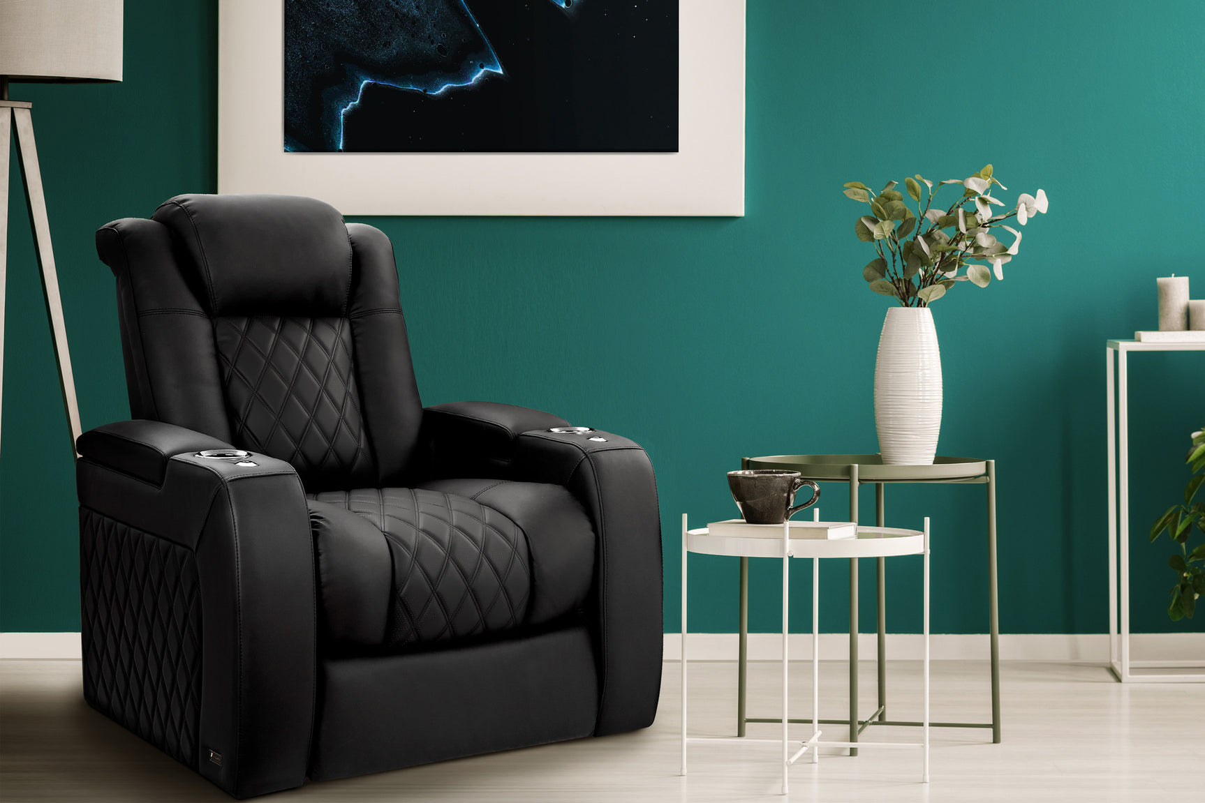 Valencia 2025 New Tuscany Luxury Leather Home Theater Seating Row of 5, Onyx