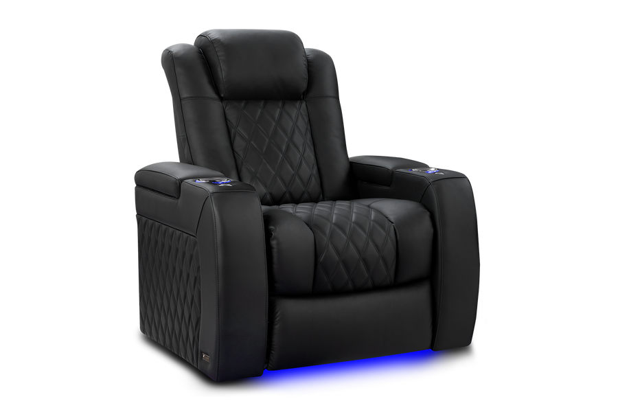 Valencia Tuscany Luxury Leather Home Theater Seating Single, Onyx