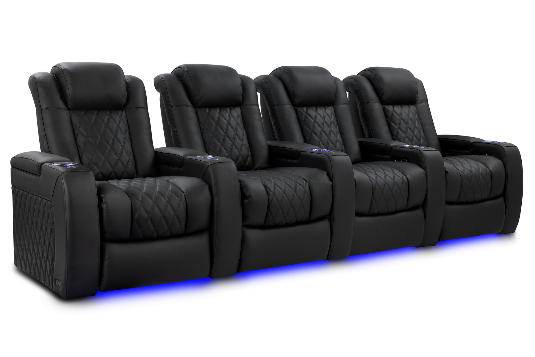 Valencia 2025 New Tuscany Luxury Leather Home Theater Seating Row of 4, Onyx