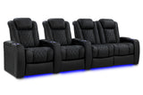Valencia 2025 New Tuscany Luxury Leather Home Theater Seating Row of 4 Loveseat Right, Onyx