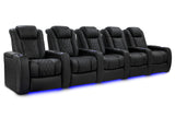Valencia 2025 New Tuscany Luxury Leather Home Theater Seating Row of 5, Onyx