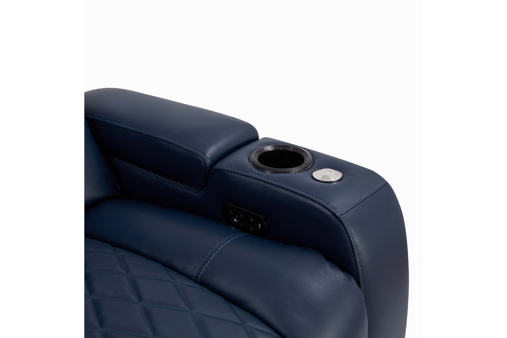 Valencia Tuscany Leather Home Theater Seating Single, Navy Blue