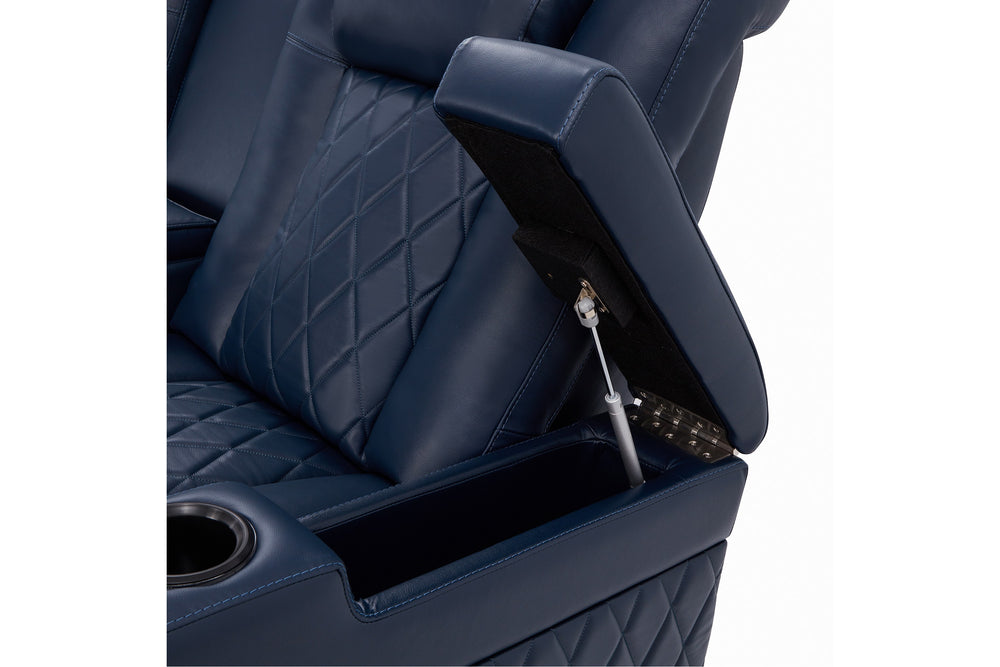Valencia Tuscany Leather Home Theater Seating Single, Navy Blue