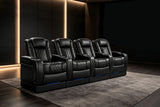 Valencia Tuscany Theater Seating Row of 4, Onyx with Risers