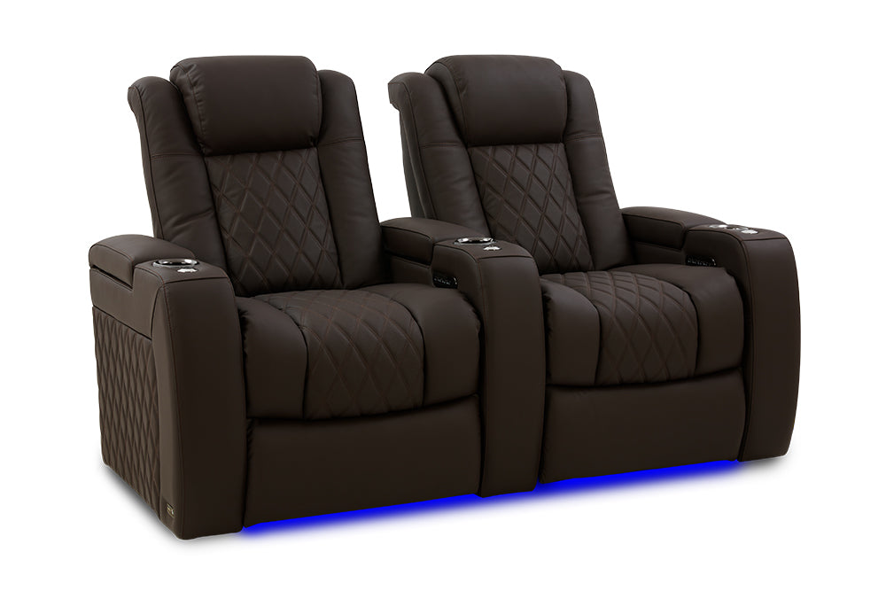 Valencia 2025 New Tuscany Ultimate Luxury Leather Home Theater Seating Row of 2, Dark Roast