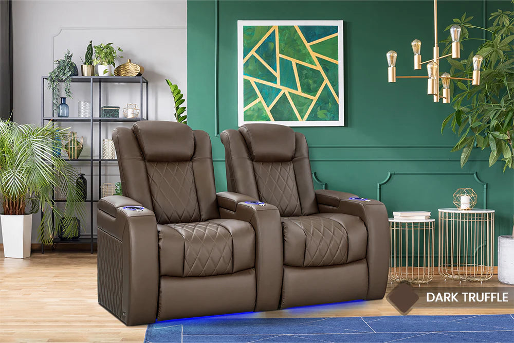 Tuscany Vegan Row of 4 Loveseat Center, Dark Truffle