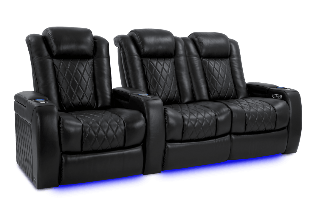 Valencia 2025 New Tuscany XL Leather Home Theater Seating Row of 3 Loveseat Right, Midnight Black