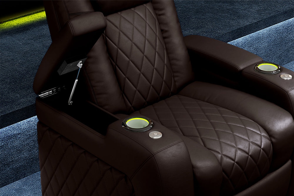 Valencia 2025 New Tuscany XL Leather Home Theater Seating Row of 2, Dark Chocolate