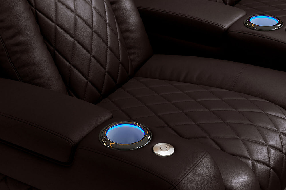 Valencia 2025 New Tuscany XL Leather Home Theater Seating Row of 2, Dark Chocolate
