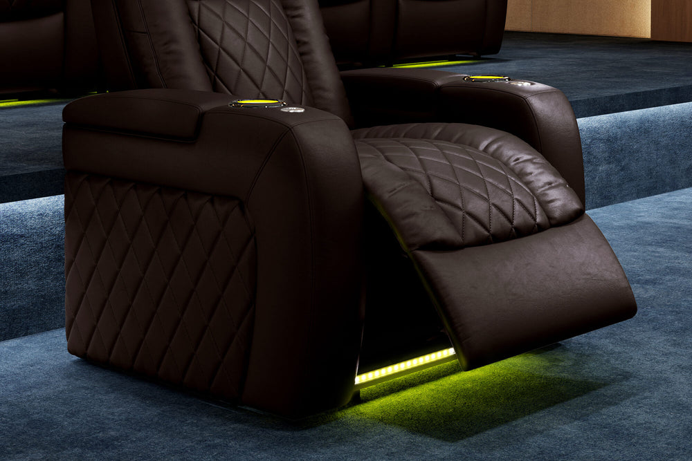 Valencia 2025 New Tuscany XL Leather Home Theater Seating Row of 2, Dark Chocolate