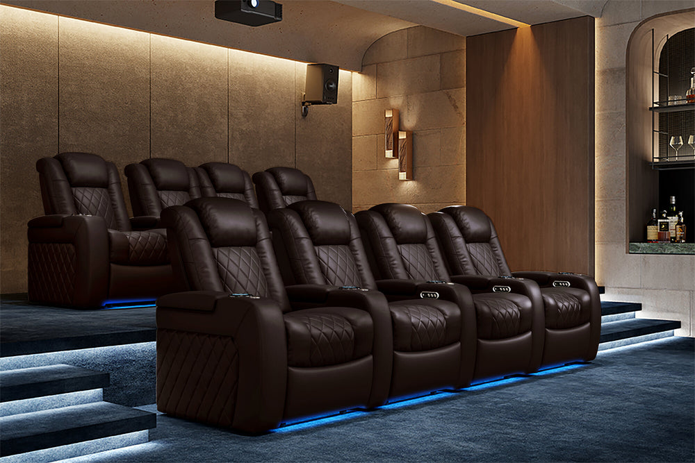 Valencia 2025 New Tuscany XL Leather Home Theater Seating Row of 2, Dark Chocolate