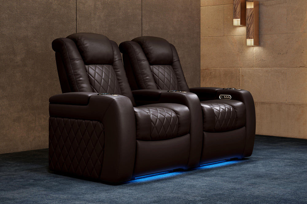 Valencia 2025 New Tuscany XL Leather Home Theater Seating Row of 2, Dark Chocolate