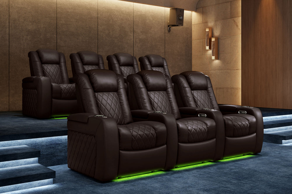 Valencia 2025 New Tuscany XL Leather Home Theater Seating Row of 2, Dark Chocolate