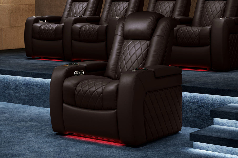 Valencia 2025 New Tuscany XL Leather Home Theater Seating Row of 2, Dark Chocolate