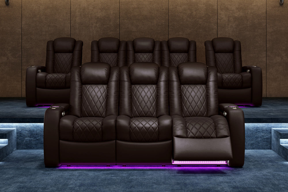 Valencia 2025 New Tuscany XL Leather Home Theater Seating Row of 2, Dark Chocolate