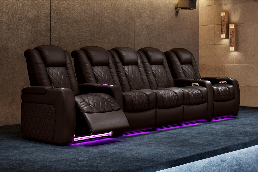 Valencia 2025 New Tuscany XL Leather Home Theater Seating Row of 2, Dark Chocolate