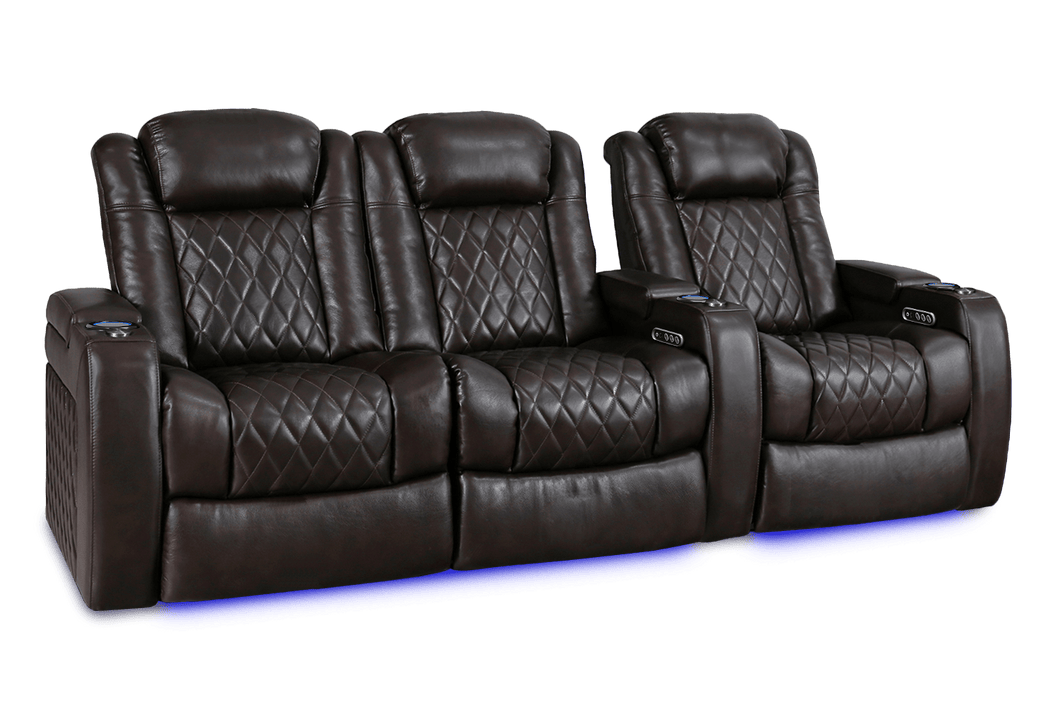 Valencia 2025 New Tuscany XL Leather Home Theater Seating Row of 3 Loveseat Left, Dark Chocolate