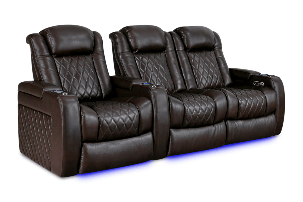 Valencia 2025 New Tuscany XL Leather Home Theater Seating Row of 3 Loveseat Right, Dark Chocolate