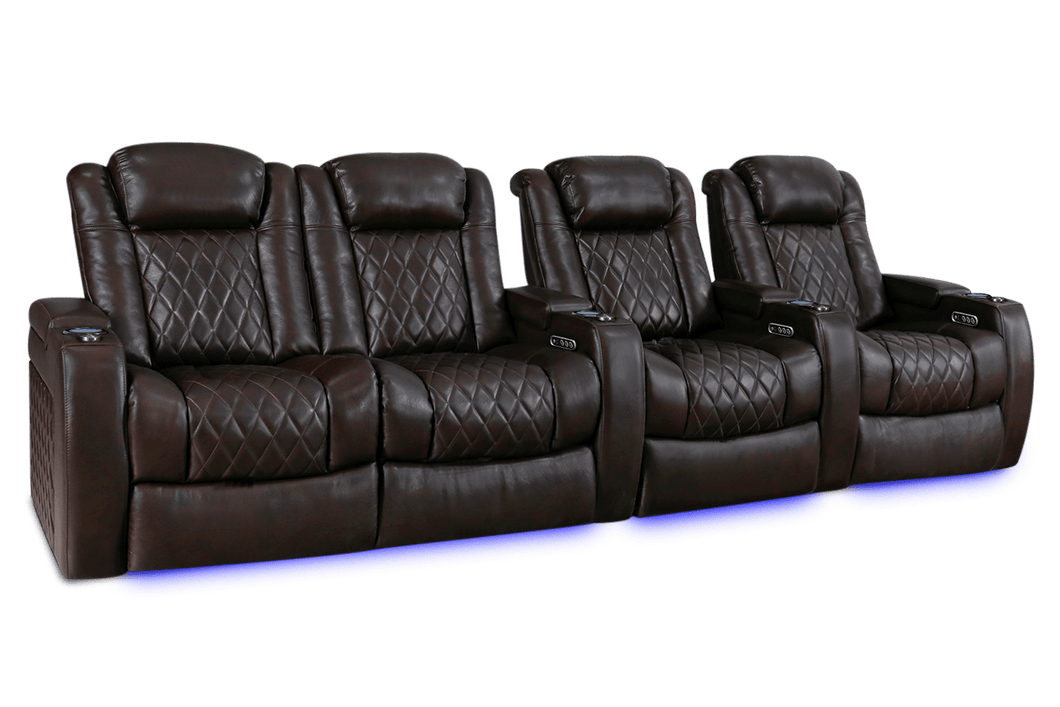 Valencia 2025 New Tuscany XL Leather Home Theater Seating Row of 4 Loveseat Left, Dark Chocolate