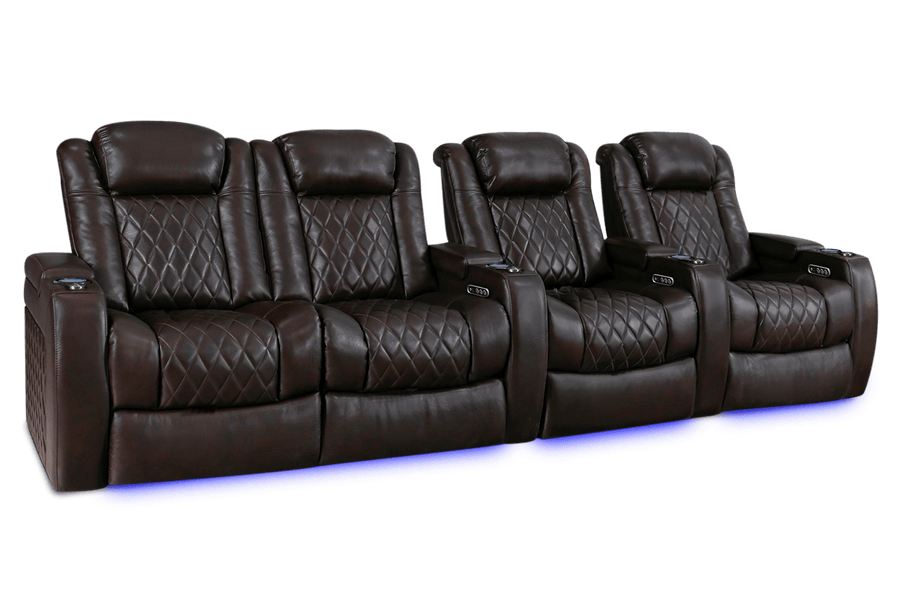 Valencia 2025 New Tuscany XL Leather Home Theater Seating Row of 4 Loveseat Left, Dark Chocolate