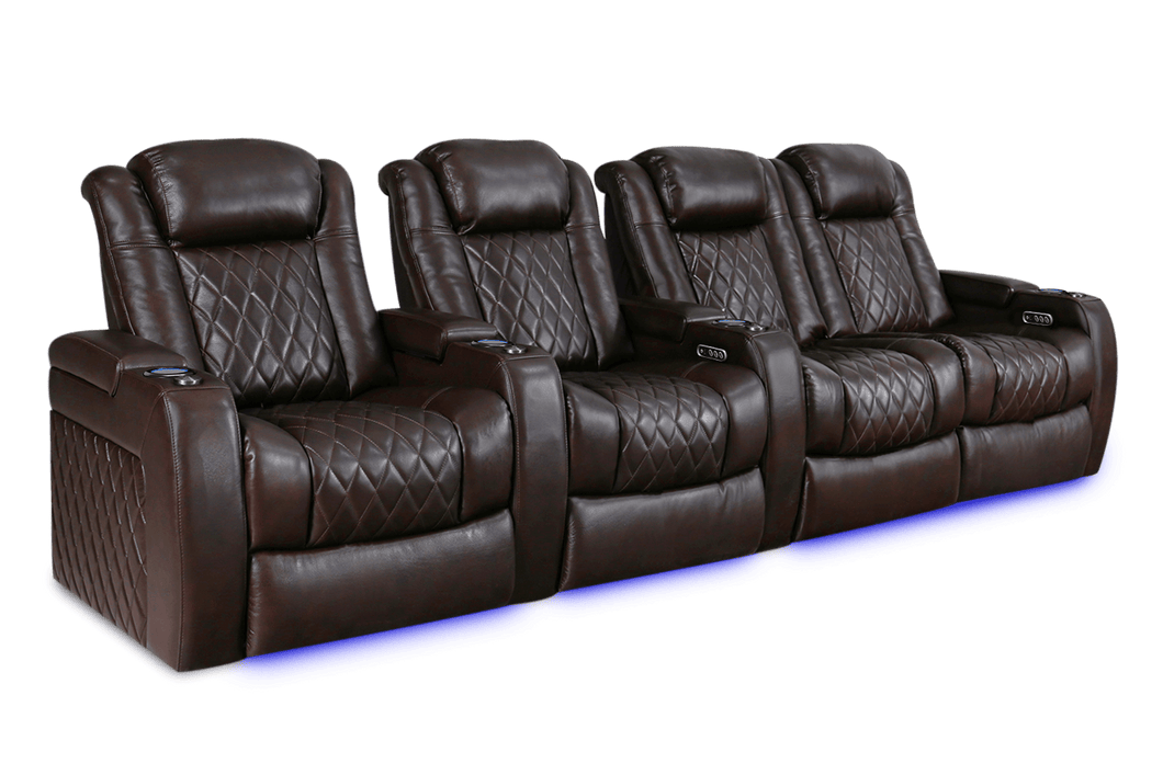 Valencia 2025 New Tuscany XL Leather Home Theater Seating Row of 4 Loveseat Right, Dark Chocolate