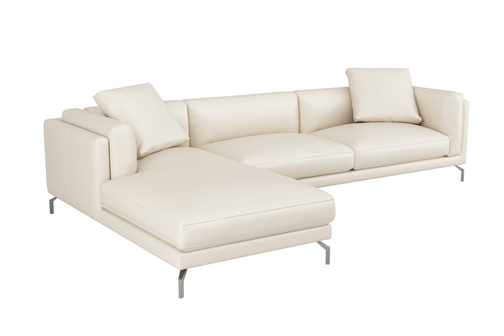 Valencia Zadar Leather Sofa with Left Chaise, Beige