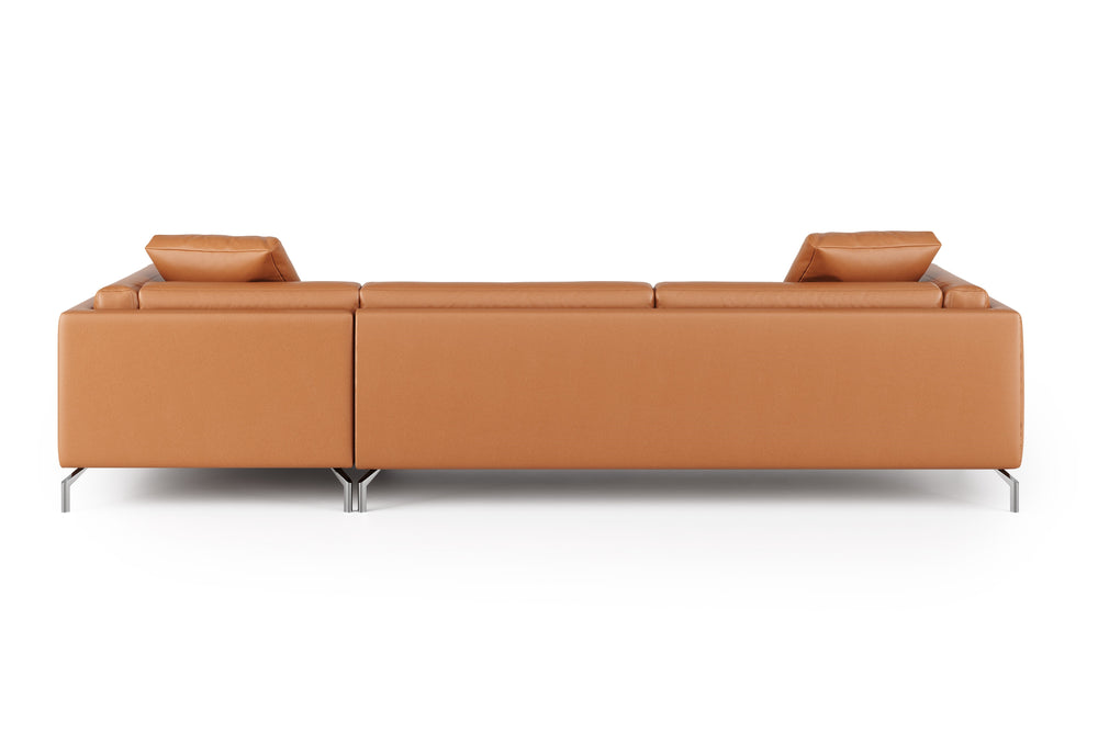 Valencia Zadar Leather Sofa with Left Chaise, Cognac