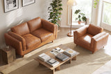 Valencia Artisan Top Grain Leather Loveseat Cognac Sofa Scene map-7