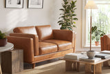 Valencia Artisan Top Grain Leather Loveseat Cognac Sofa Scene map