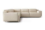Valencia Valentina Leather Sectional L-Shape Recliner Sofa, Beige